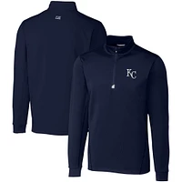 Men's Cutter & Buck  Navy Kansas City Royals Big Tall Traverse Stretch Quarter-Zip Pullover Top