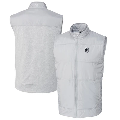 Men's Cutter & Buck  Gray Detroit Tigers Big Tall Stealth Hybrid Quilted Windbreaker Full-Zip Vest