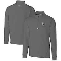 Men's Cutter & Buck  Gray Detroit Tigers Big Tall Traverse Stretch Quarter-Zip Pullover Top