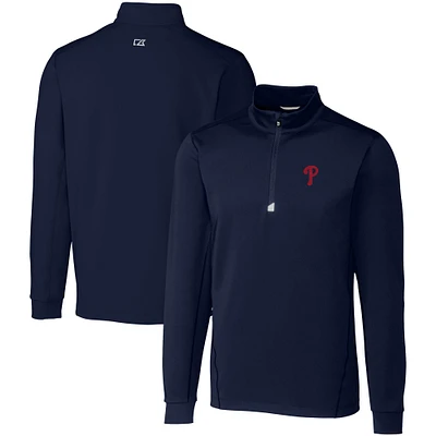 Men's Cutter & Buck  Navy Philadelphia Phillies Big Tall Traverse Stretch Quarter-Zip Pullover Top