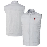 Men's Cutter & Buck  Gray Cleveland Guardians Big Tall Stealth Hybrid Quilted Windbreaker Full-Zip Vest