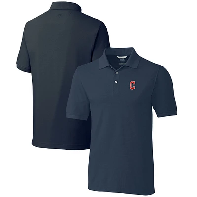 Men's Cutter & Buck  Navy Cleveland Guardians Big & Tall Advantage Tri-Blend Pique Polo