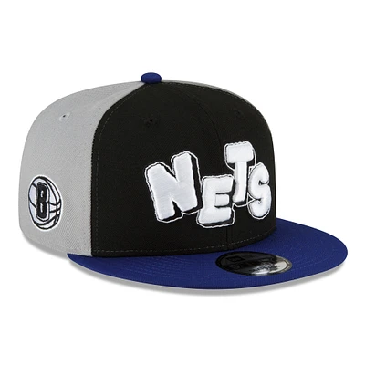 Youth New Era  Black/Navy Brooklyn Nets 2023/24 City Edition 9FIFTY Snapback Adjustable Hat