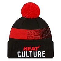 Men's New Era  Black Miami Heat 2023/24 City Edition Cuffed Pom Knit Hat