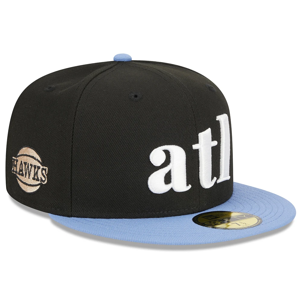 Men's New Era  Black/Light Blue Atlanta Hawks 2023/24 City Edition 59FIFTY Fitted Hat