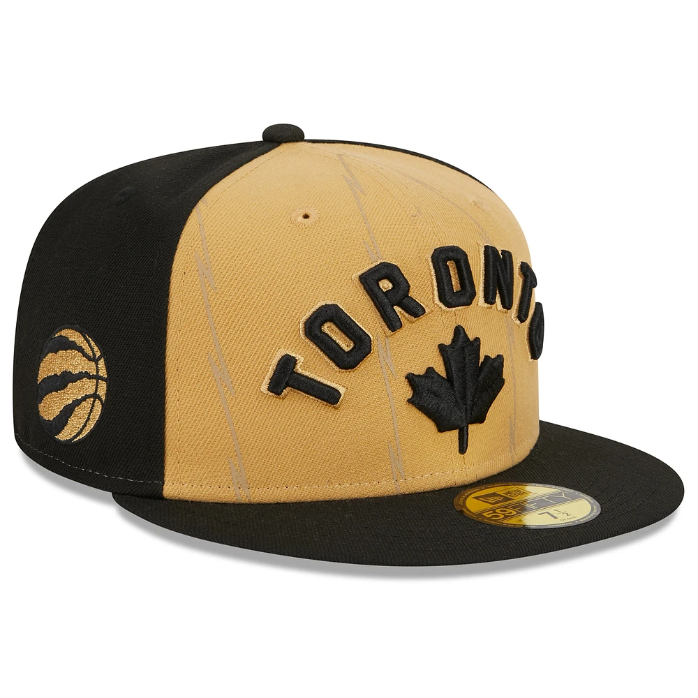 Men's New Era  Gold/Black Toronto Raptors 2023/24 City Edition 59FIFTY Fitted Hat