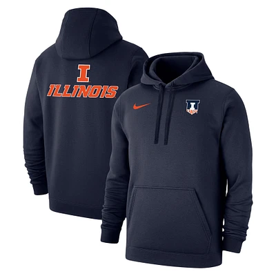 Men's Nike Navy Illinois Fighting Illini Changeover Club Fleece Pullover Hoodie