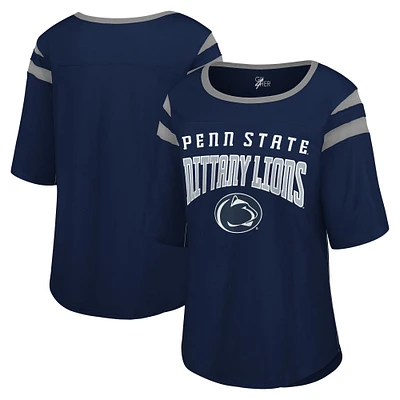 Women's G-III 4Her by Carl Banks Navy Penn State Nittany Lions Plus Linebacker Half-Sleeve T-Shirt