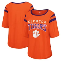 Women's G-III 4Her by Carl Banks Orange Clemson Tigers Plus Linebacker Half-Sleeve T-Shirt