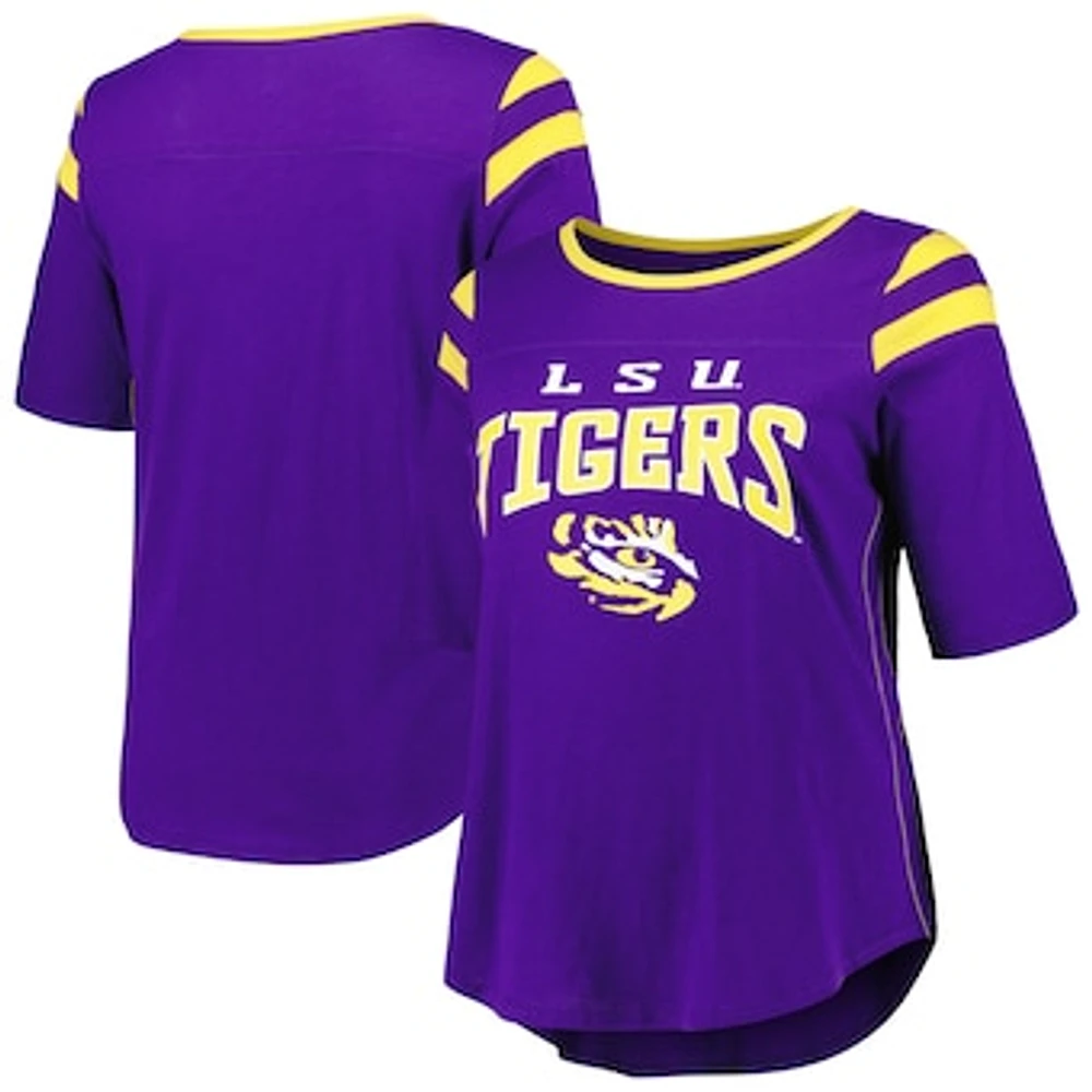 Women's G-III 4Her by Carl Banks Purple LSU Tigers Plus Linebacker Half-Sleeve T-Shirt