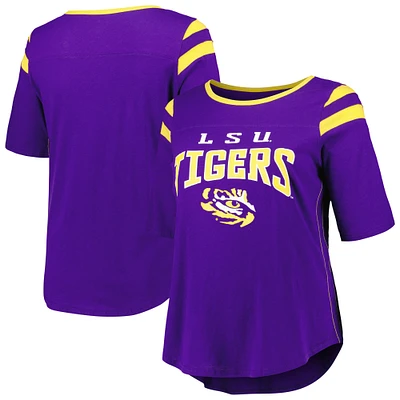 Women's G-III 4Her by Carl Banks Purple LSU Tigers Plus Linebacker Half-Sleeve T-Shirt