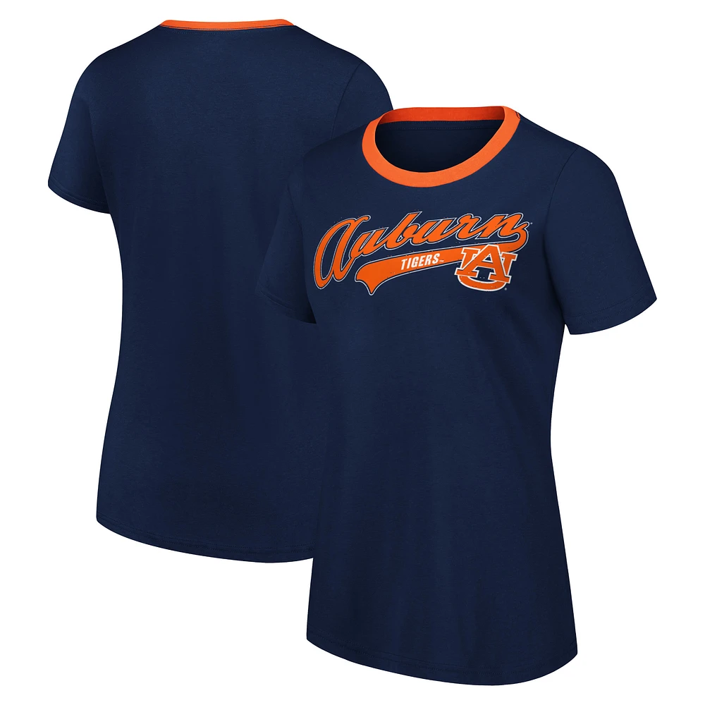 Women's G-III 4Her by Carl Banks Navy Auburn Tigers Recruit Ringer T-Shirt