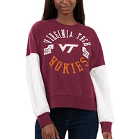 Women's G-III 4Her by Carl Banks Maroon/White Virginia Tech Hokies Team Pride Colorblock Pullover Sweatshirt