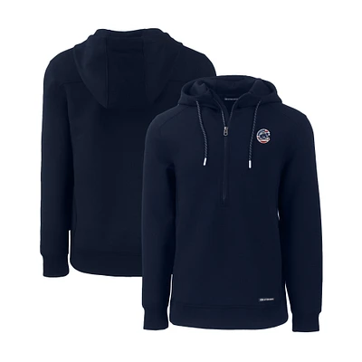 Men's Cutter & Buck Navy Chicago Cubs Stars Stripes Roam Eco Half-Zip Recycled Pullover Hoodie
