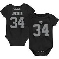 Newborn & Infant Mitchell Ness Bo Jackson Black Las Vegas Raiders Retro Name Number Bodysuit