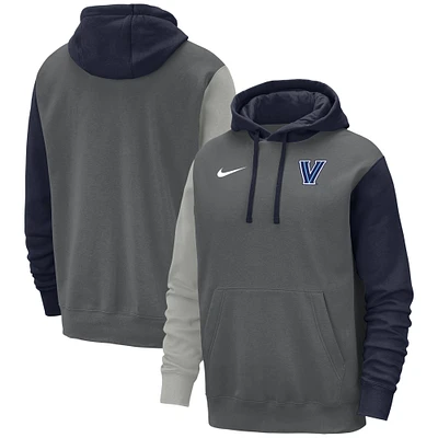 Men's Nike Graphite Villanova Wildcats Color Block Club Fleece Pullover Hoodie