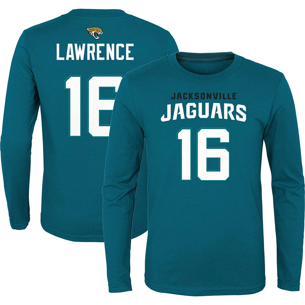 Youth Trevor Lawrence Teal Jacksonville Jaguars Mainliner Player Name & Number Long Sleeve T-Shirt