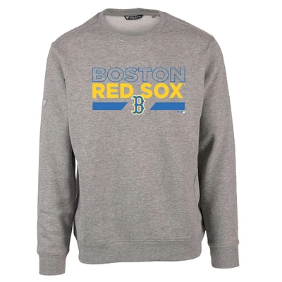 Men's Levelwear Heather Gray Boston Red Sox City Connect Zane No Hitter Pullover Sweatshirt