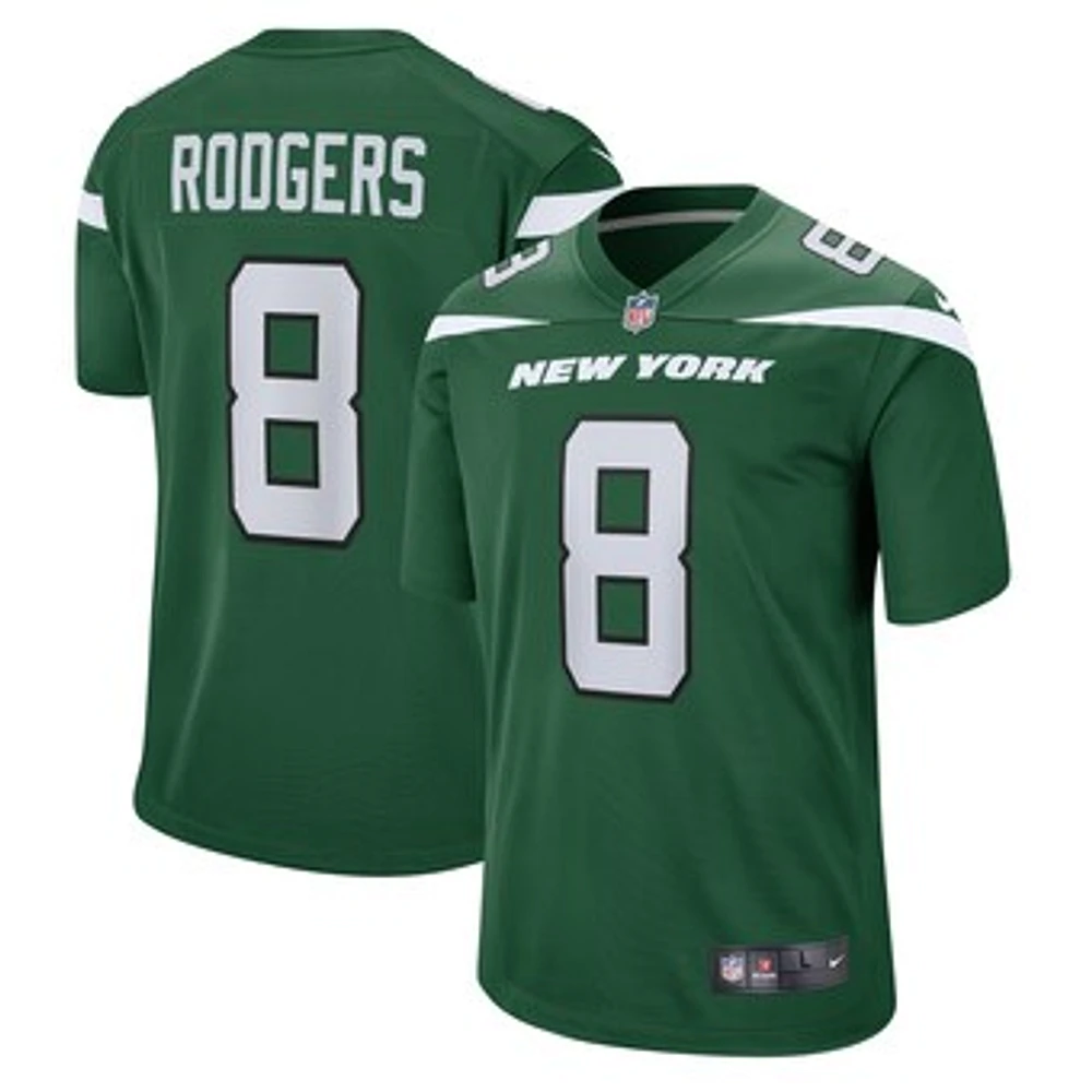 Men's Nike Aaron Rodgers Gotham Green New York Jets Game Player Jersey