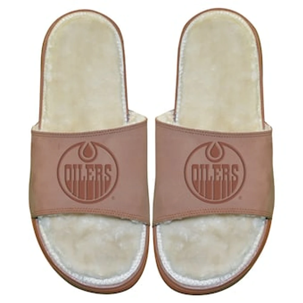 Men's ISlide Edmonton Oilers Nubuck Fur Primary Logo Sandals