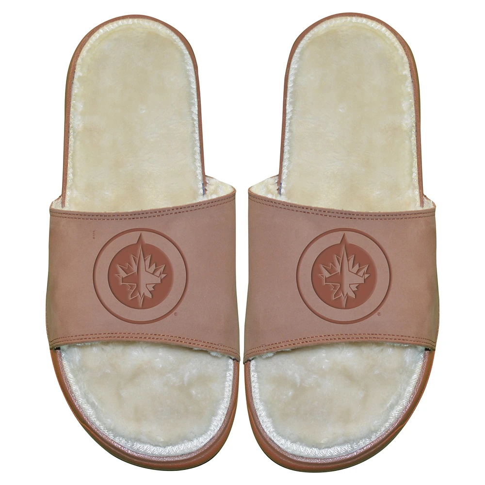 Men's ISlide Winnipeg Jets Nubuck Fur Primary Logo Sandals