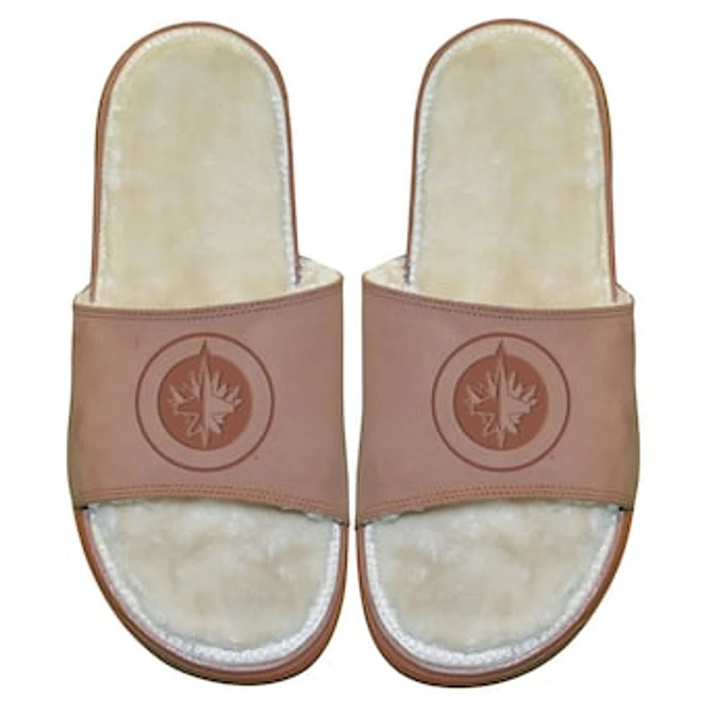 Youth ISlide Winnipeg Jets Nubuck Fur Primary Logo Sandals