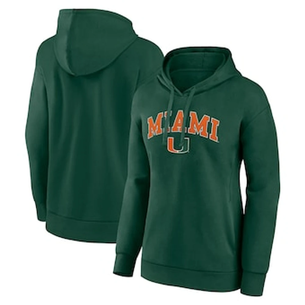 Women's Fanatics Green Miami Hurricanes Evergreen Campus Pullover Hoodie