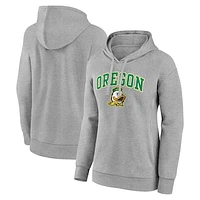 Women's Fanatics Heather Gray Oregon Ducks Evergreen Campus Pullover Hoodie