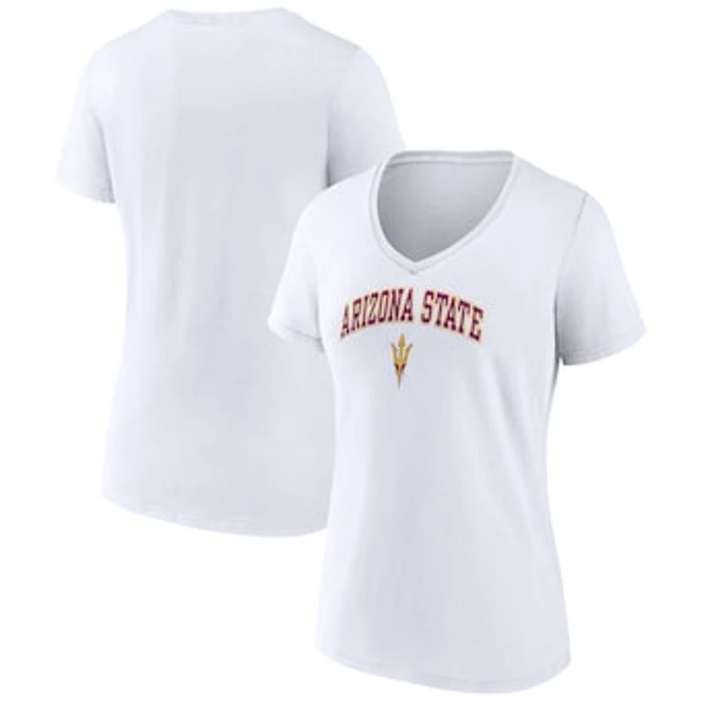 Women's Fanatics White Arizona State Sun Devils Evergreen Campus V-Neck T-Shirt