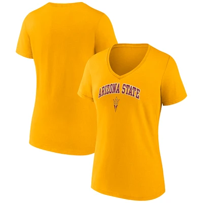 Women's Fanatics Gold Arizona State Sun Devils Evergreen Campus V-Neck T-Shirt