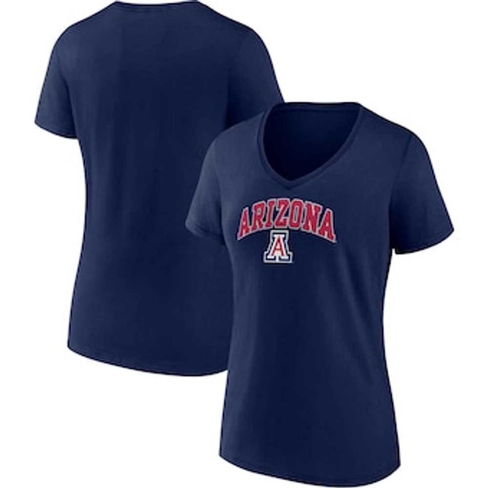 Women's Fanatics Navy Arizona Wildcats Evergreen Campus V-Neck T-Shirt