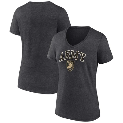 Women's Fanatics Heather Charcoal Army Black Knights Evergreen Campus V-Neck T-Shirt