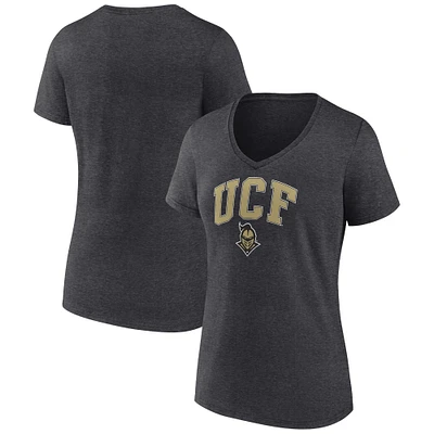 Women's Fanatics Heather Charcoal UCF Knights Evergreen Campus V-Neck T-Shirt