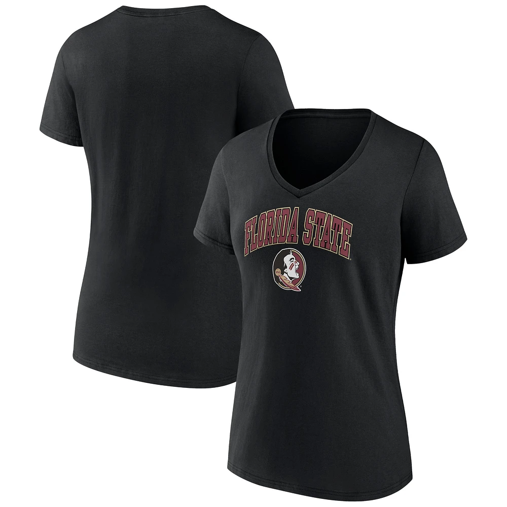 Women's Fanatics Black Florida State Seminoles Evergreen Campus V-Neck T-Shirt