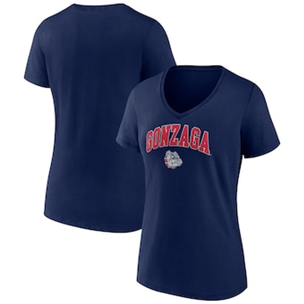 Women's Fanatics Navy Gonzaga Bulldogs Evergreen Campus V-Neck T-Shirt