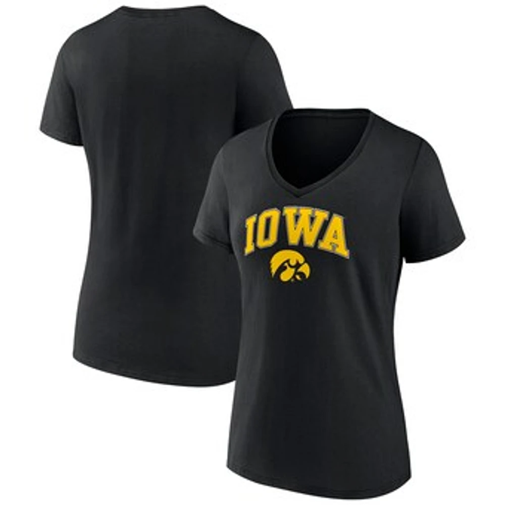 Women's Fanatics Black Iowa Hawkeyes Evergreen Campus V-Neck T-Shirt