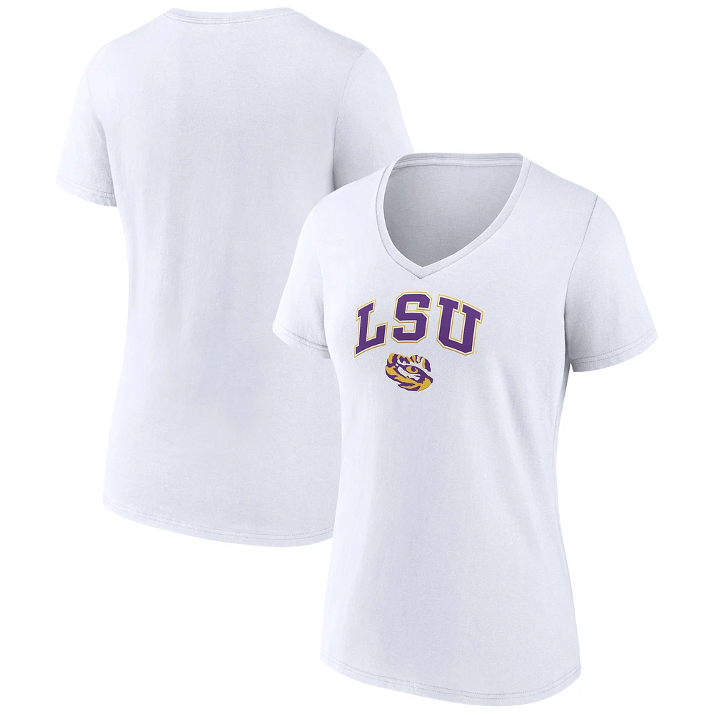 Women's Fanatics White LSU Tigers Campus V-Neck T-Shirt