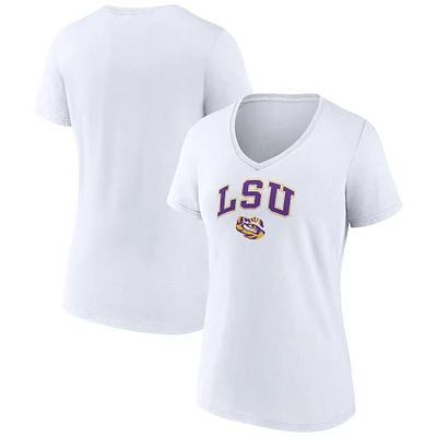 Women's Fanatics White LSU Tigers Campus V-Neck T-Shirt