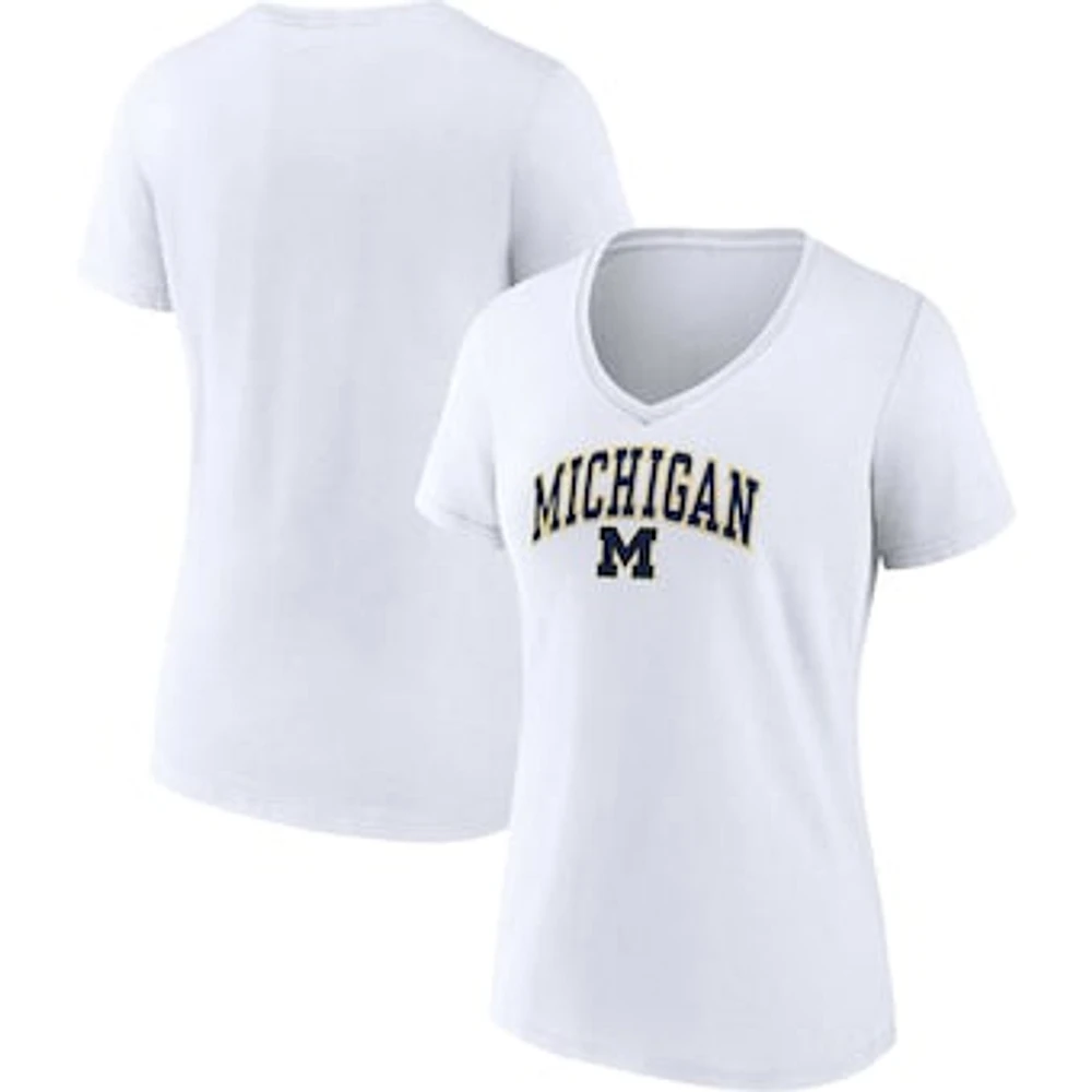 Women's Fanatics White Michigan Wolverines Evergreen Campus V-Neck T-Shirt