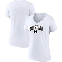 Women's Fanatics White Michigan Wolverines Evergreen Campus V-Neck T-Shirt