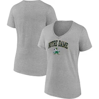 Women's Fanatics Heather Gray Notre Dame Fighting Irish Evergreen Campus V-Neck T-Shirt