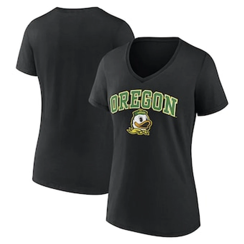 Women's Fanatics Black Oregon Ducks Evergreen Campus V-Neck T-Shirt