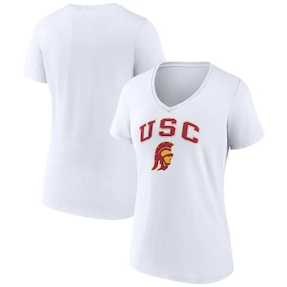 Women's Fanatics White USC Trojans Campus V-Neck T-Shirt