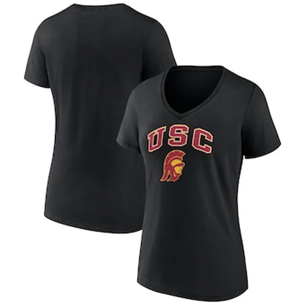 Women's Fanatics Black USC Trojans Evergreen Campus V-Neck T-Shirt