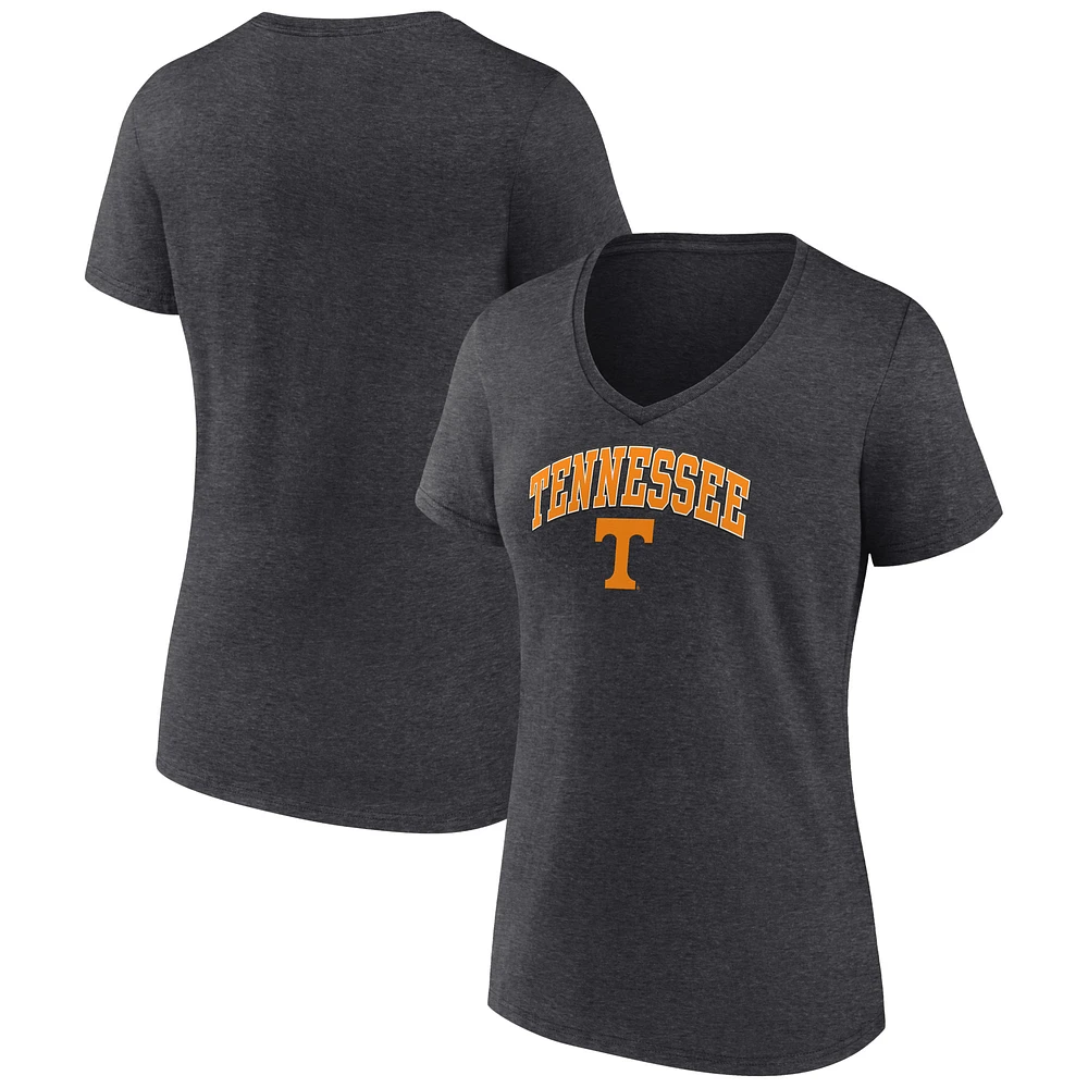 Women's Fanatics Heather Charcoal Tennessee Volunteers Evergreen Campus V-Neck T-Shirt