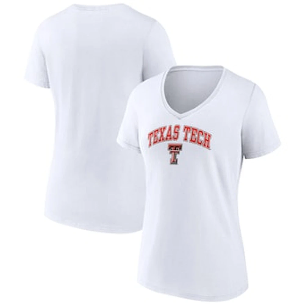 Women's Fanatics White Texas Tech Red Raiders Evergreen Campus V-Neck T-Shirt