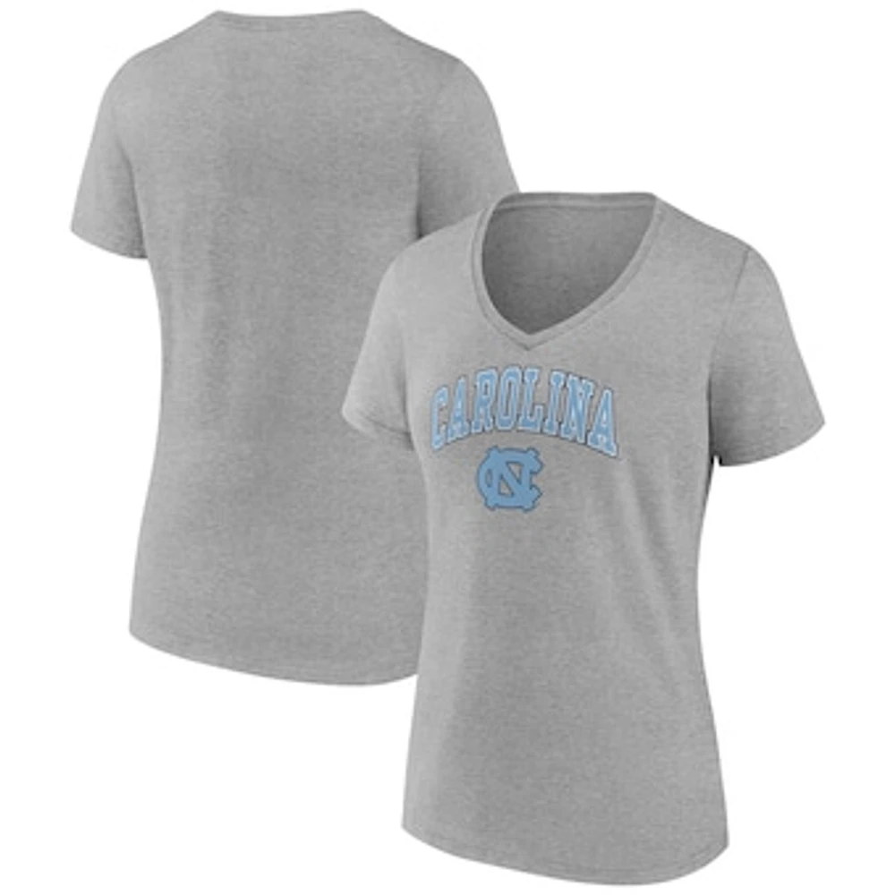 Women's Fanatics Heather Gray North Carolina Tar Heels Evergreen Campus V-Neck T-Shirt