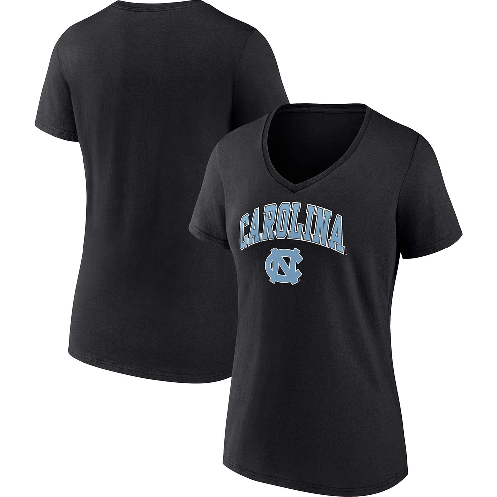 Women's Fanatics Black North Carolina Tar Heels Evergreen Campus V-Neck T-Shirt