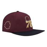 Men's Pro Standard Maroon/Black Philadelphia 76ers Gold Rush 2-Tone Snapback Hat