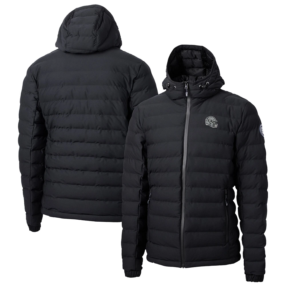 Men's Cutter & Buck Black Las Vegas Raiders Helmet Mission Ridge Repreve Eco Insulated Puffer Full-Zip Jacket